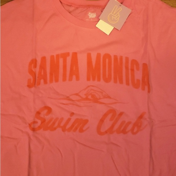 NEW!  "Santa Monica Swim Club" oAscot & Hart Pink Oversized Graphic Tee … - Picture 3 of 5